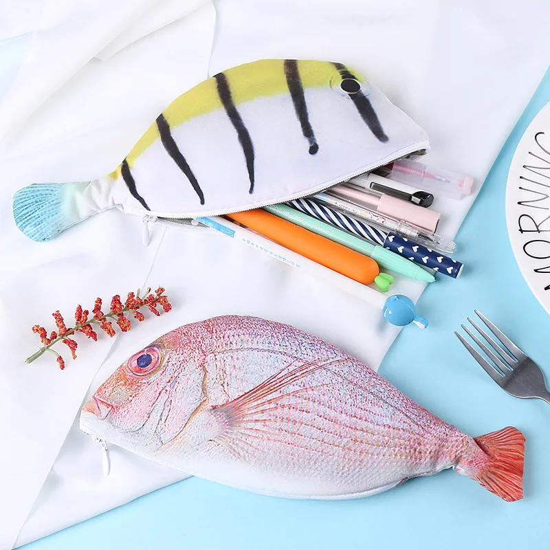 

Korea Creative Simulation Fish Pencil Case Personality Crucian Carp Pencil Case Stationery Storage Bag for Boys and Girls