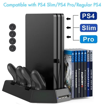 

PS4/Slim/Pro Vertical Stand 2 Controller Charger Charging Dock Cooling Fan Game Holder for Sony Playstation 4 Play Station PS 4