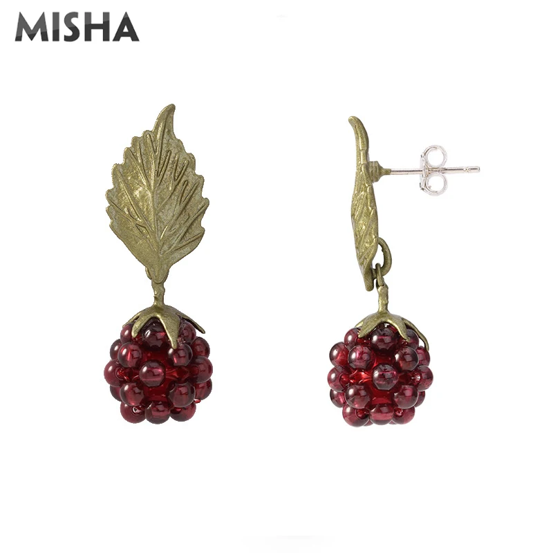 MISHA, Модные Ювелирные наборы для женщин, ожерелье, серьги, малиновый дизайн, ручная работа, гранат, ювелирное украшение, подарок на свадьбу, вечеринку, 02703