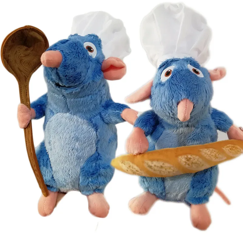 35cm Ratatouille Plush Toy Chef Remy Mouse Holding Bread Spoon Cute