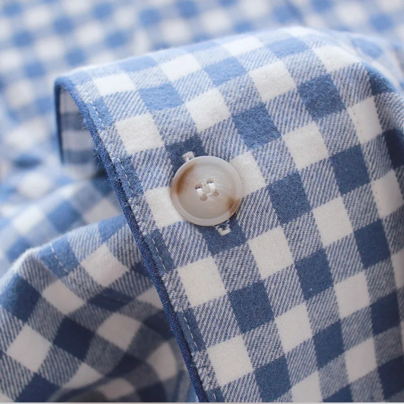 Spring New 2Pcs Pajamas Set Men and Women Couple Sleepwear Turn-down Neck Homewear Plaid Simple Style Comfort Loose Casual Wear Spring New 2Pcs Pajamas Set Men and Women Couple Sleepwear Turn-down Neck Homewear Plaid Simple Style Comfort Loose Casual Wear