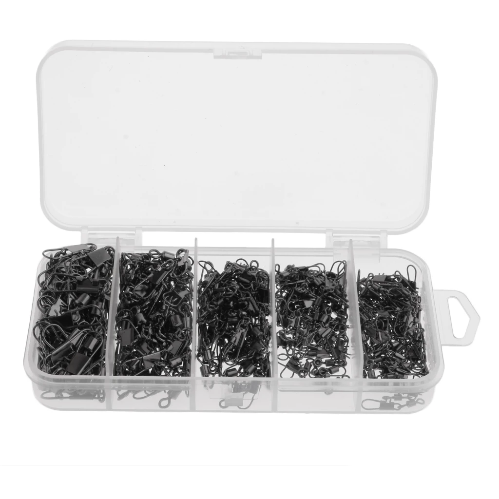 290pcs Fishing Swivel Snap Kit Lure Line Hook Connectors Fishing Tackle Box