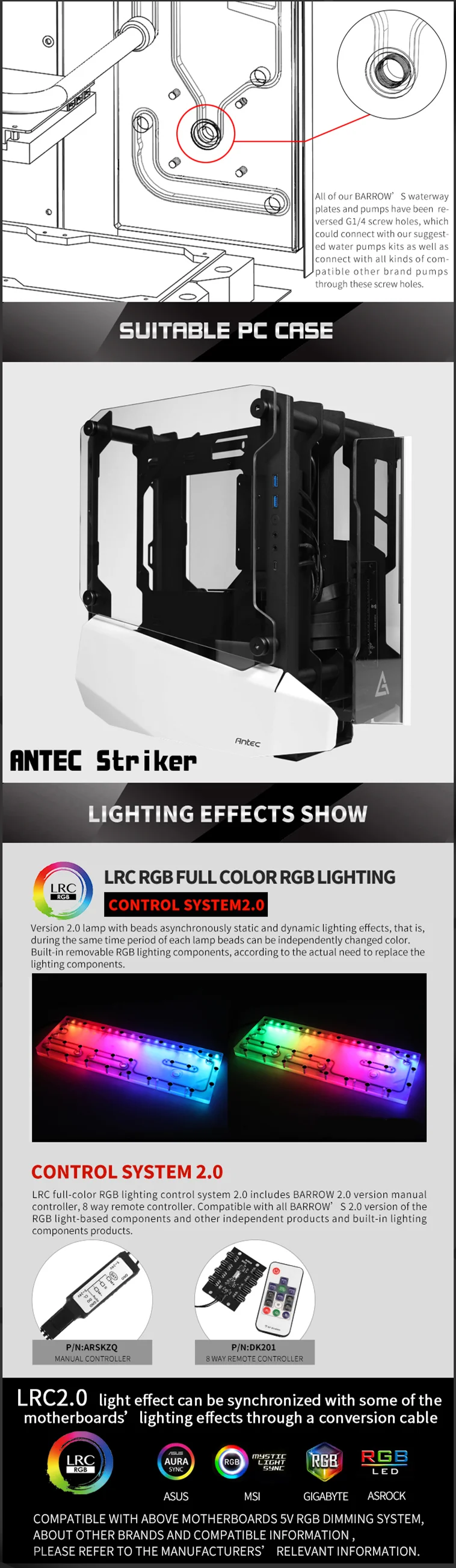 Барроу ANTECSR-SDB водные пути платы для Antec Striker чехол для Intel cpu водоблок и один GPU здание