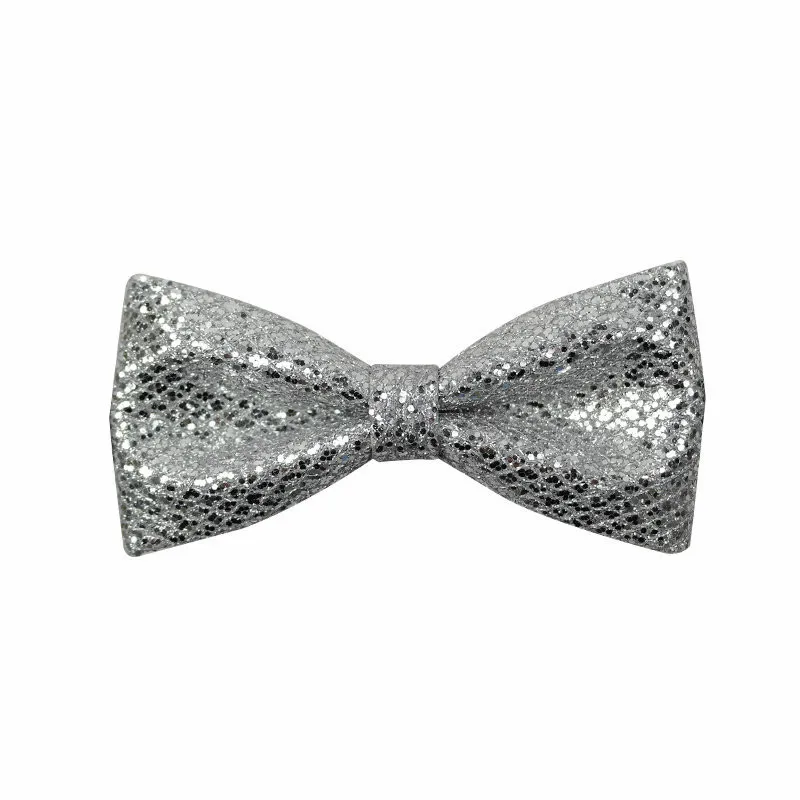Bow Tie High-grade Cotton Men's Unisex Shirt Suit Business Banquet Wedding Gentleman Classic Trendy Shiny Bowtie Gifts - Color: Silver