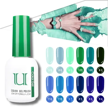 

Latest 12ml Gel Varnishes for Nails Blue-green Colors Gellak Manicure Semi-permanent uv Gel Polish Cool Hybrid Nail Polish Set