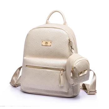 

Luxury backpack girls' bag schoolbag solid color backpack PU leather bag soft back Lingge double shoulder female bag mother bag