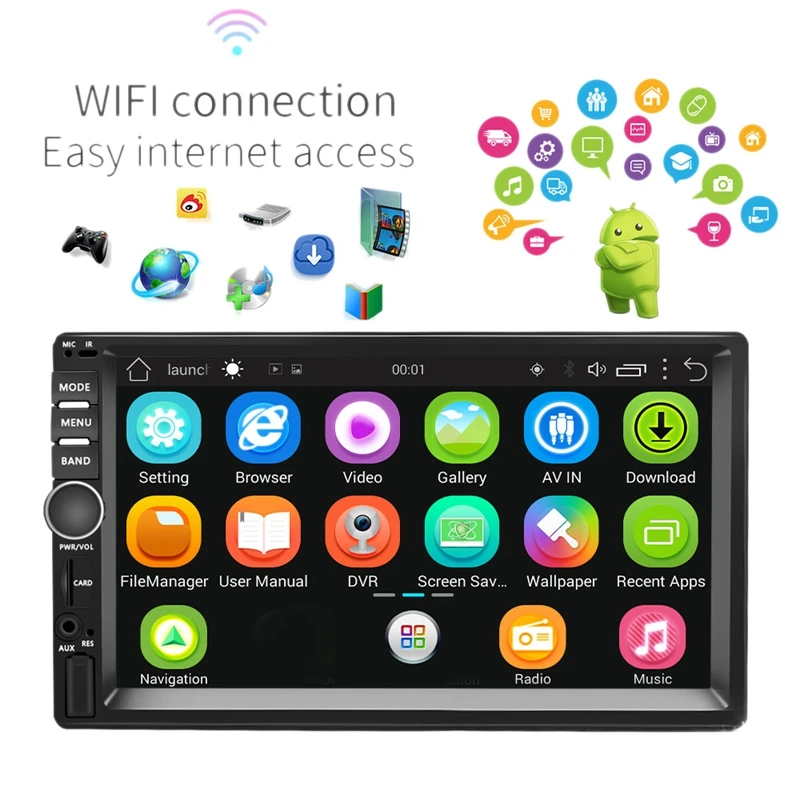 7 дюймов 2 Din Android 8,1 автомобильный мультимедийный плеер 1G+ 16G gps навигация Bluetooth Wifi FM радио