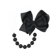 Best Price Baby Girl Accessories Solid 6inch JOJObow Clip with Handmade Adjustable Bubble Beads Necklace in Sets Best Price Baby Girl Accessories Solid 6inch JOJObow Clip with Handmade Adjustable Bubble Beads Necklace in Sets