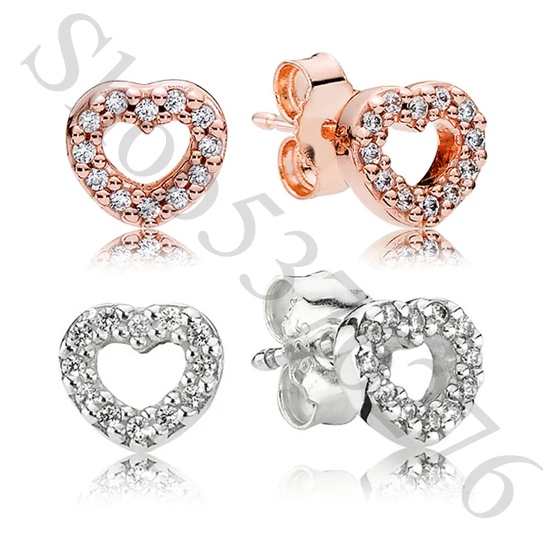 Аутентичные 925 пробы Серебряные Оригинальные серьги-гвоздики Be My Valentine Hearts в