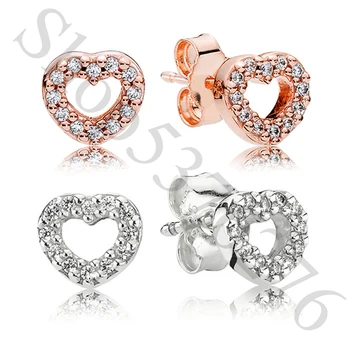 

Authentic 925 Sterling Silver Be My Valentine Hearts Europe Stud Earrings For Original Women Bead Charm Gift DIY Jewelry