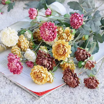 

Greece rudbeckia chrysanthemum branch silk artificial flowers Fall decoration flores, wedding decor studio photography props