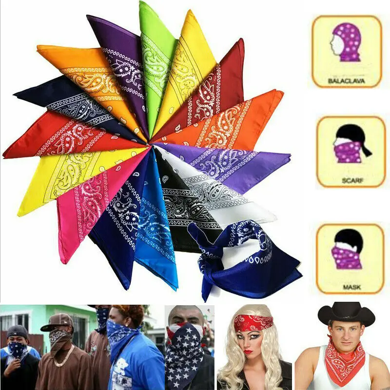 

Unisex Double Sided Headscarf with Wrap Neck and Head Cloth 100% Cotton Boho Print Pocket Squares Women Man