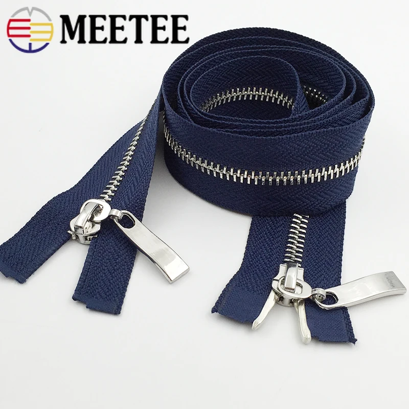 2 шт. Meetee 80/100/120 см автоматический металлический замок молния золотой двойной слайдер застежки-молнии для куртки пальто DIY сумка Аксессуары для шитья одежды