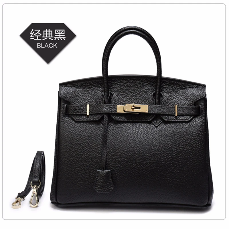 

Fashion leather litchi pattern pure color temperament one-shoulder hand-held lady bag