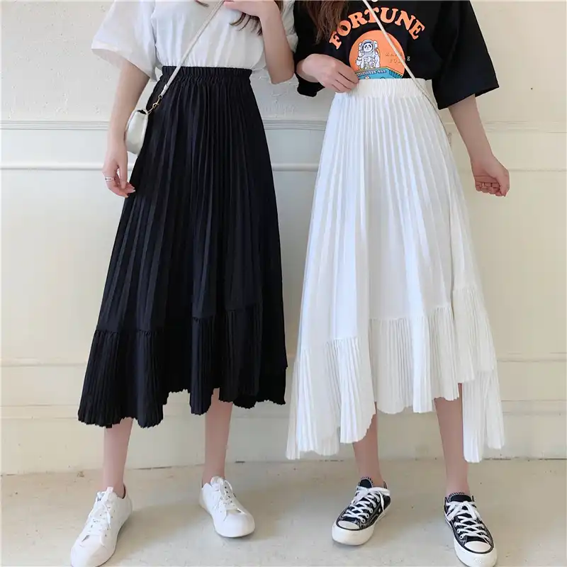 high waisted long flowy skirt