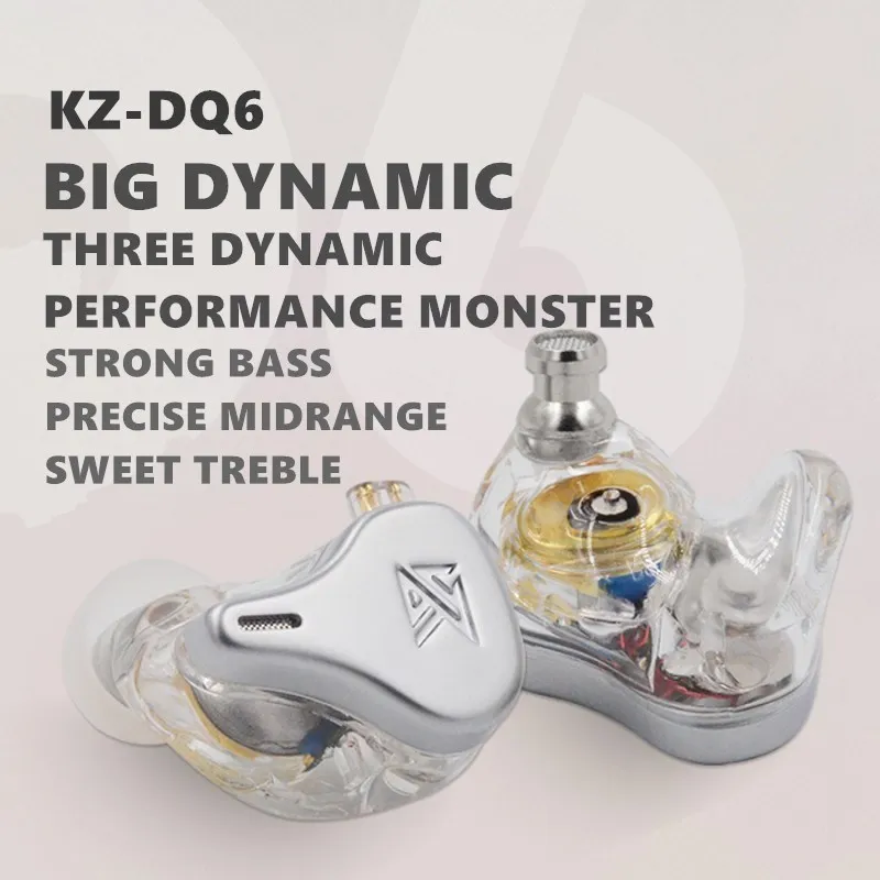 KZ DQ6 Wired Earphones 3DD Dynamic Driver Headphones HiFi Bass Music Earbuds Noise Cancelling Sport Headset PK ZS10 ZSN Pro ZAX