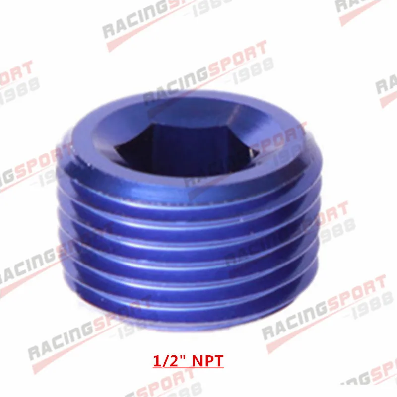 BLUE 1/1" 1/8" 1/" 3/8" 1/" 3/4" " NPT труба резьба Аллен розетка алюминиевая заглушка - Цвет: BLUE