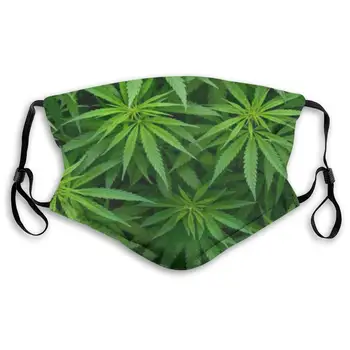 

Green Weeds Print Mouth Masks With Filter Washable And Reusable Anti Dust Breathable Mask With Adjustable Ear Loops For Men And