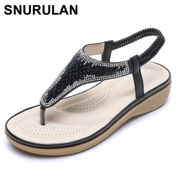

SNURULAN2020New Design Simple Size 35-42Women Sandals Comfortable Non-Slip Platform Summer Fashion Rhinestone Casual Shoes Women