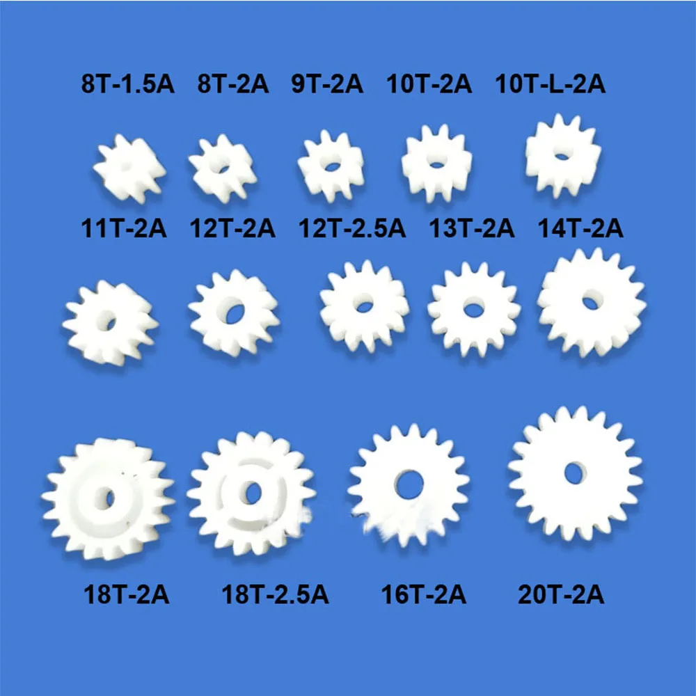 10Pcs 8T 9T 10T 12T 13T 14T 16T 18T 20T 8-20 Teeth 0.5 Modulus Spindle Plastic Gear Motor Shaft Reduction 1.5/2/2.5Mm Hole |