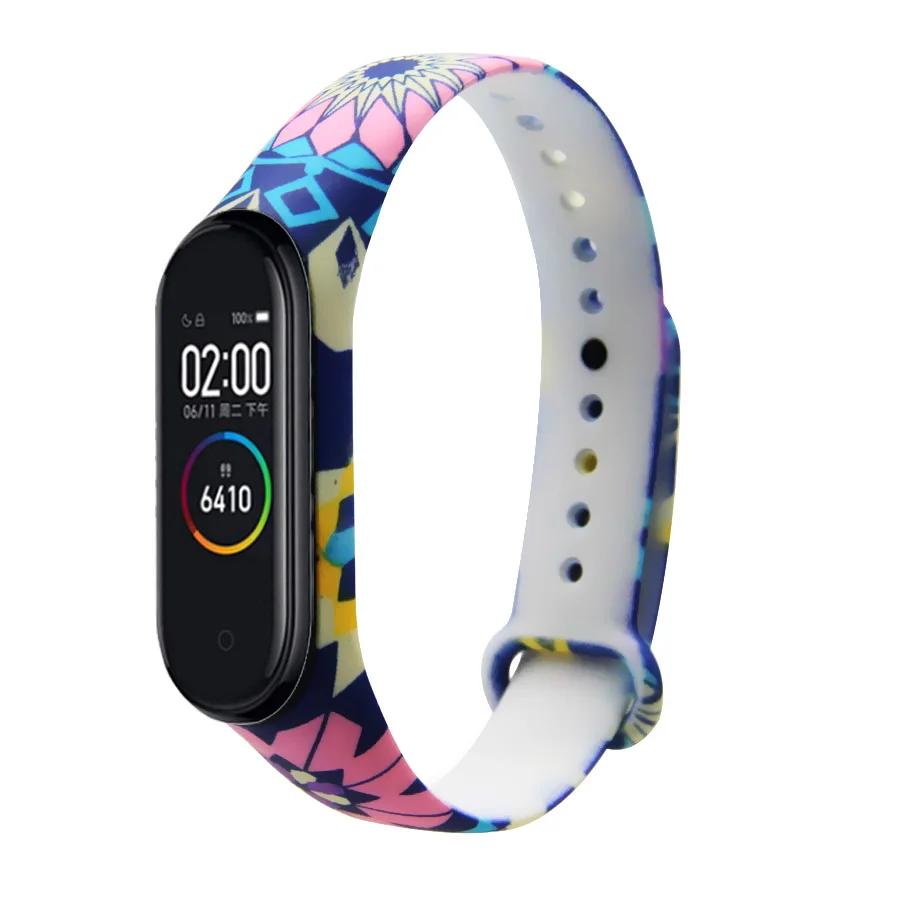 Браслет mi band 4 3 Силиконовый ремешок для печати фотографий браслет mi band 3 4 ремешок correa модный спортивный ремешок для xiaomi mi 4 3