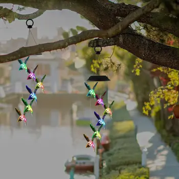 

Hummingbird Bird LED Solar Light Decorative Windbell Lights Wind Chime Light String Lamp Color Changing for Patio Yard Decor