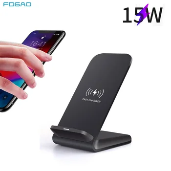 

FDGAO 15W Dual Coil Qi Wireless Charger for iPhone 11 Pro Xs Max XR X QC 3.0 Fast Charging Phone Holder Stand for Samsung S10 S9