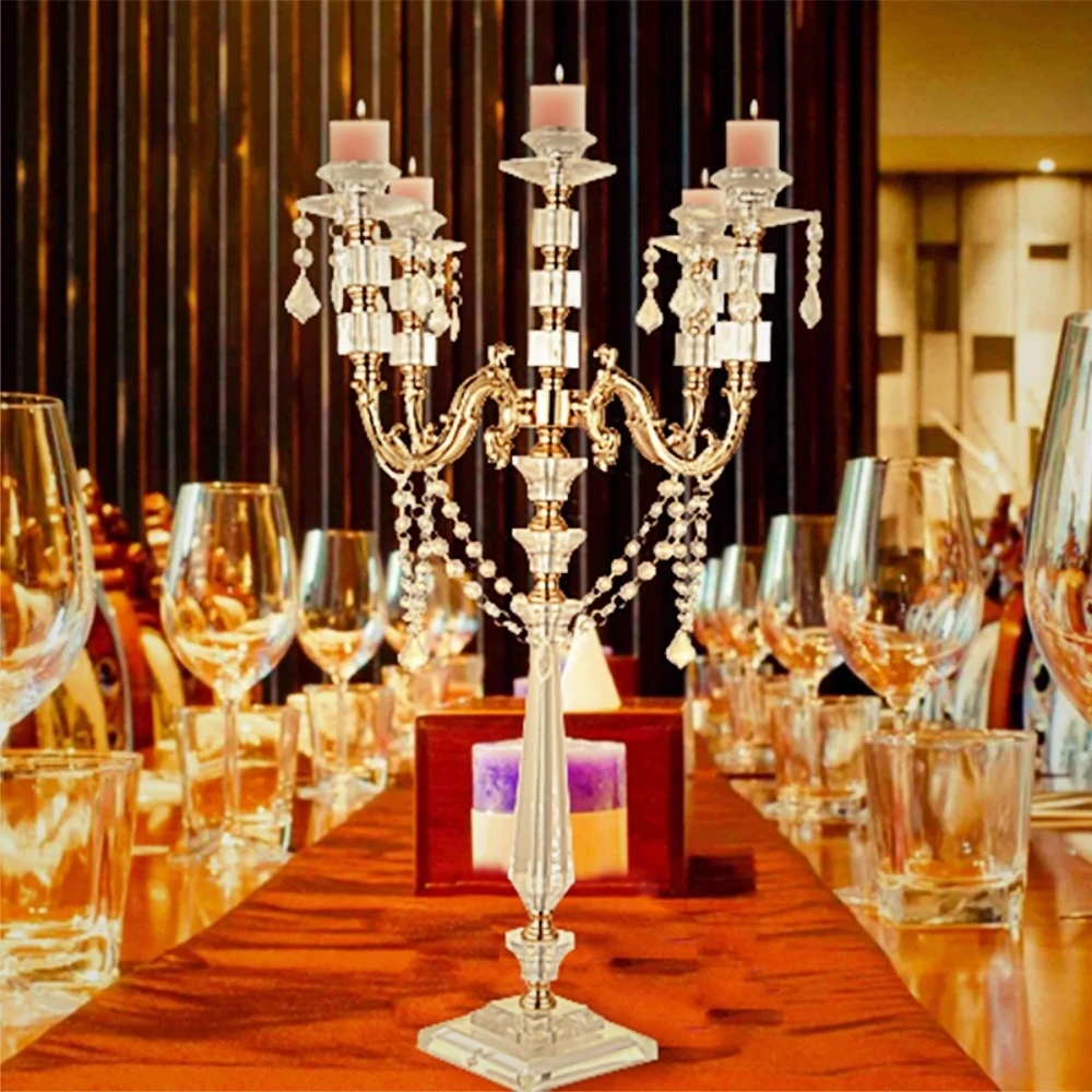 Acrylic Candle Holders Candelabras Crystal Pendants 77 Cm/30" Height Marriage Candlestick