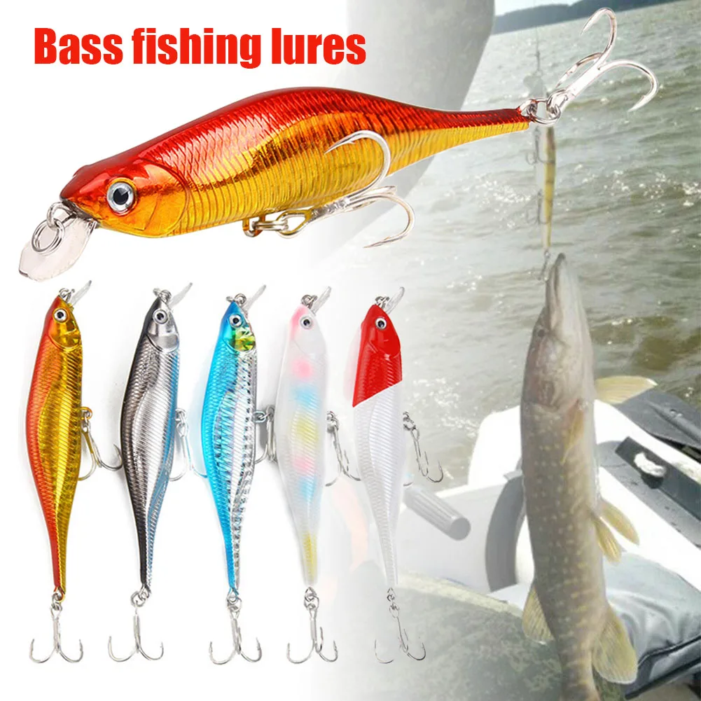 

Minnow Fishing Lures Realistic Slow Sinking Fish Bait with Treble Hooks &T8