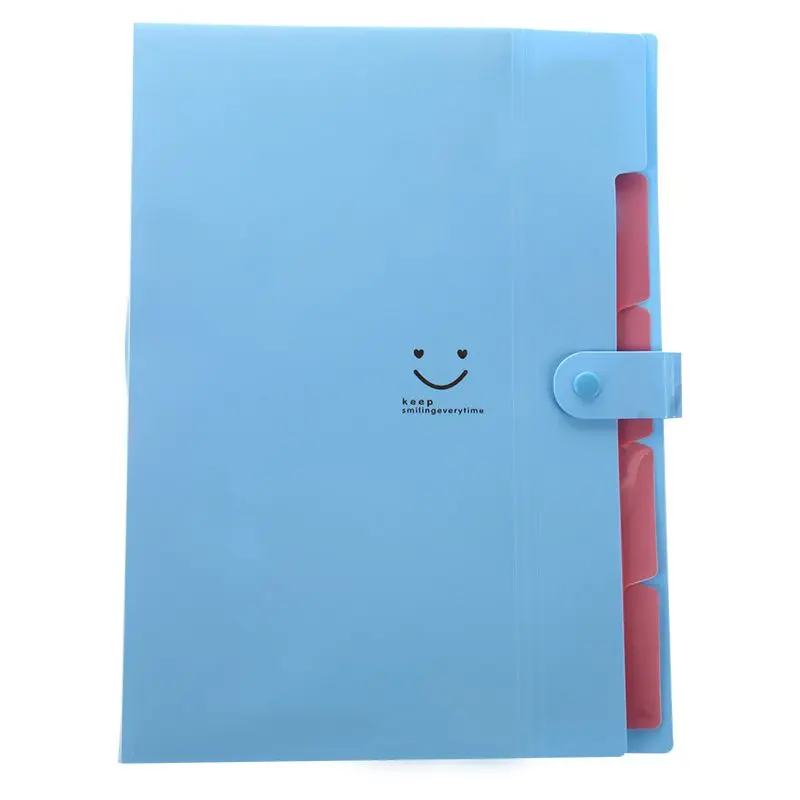 Blue Kawaii follersканцтовары карпетский файл папка 5 слоев Archivadores кольца A4 Сумка для документов офисная Carpetas - Цвет: Blue