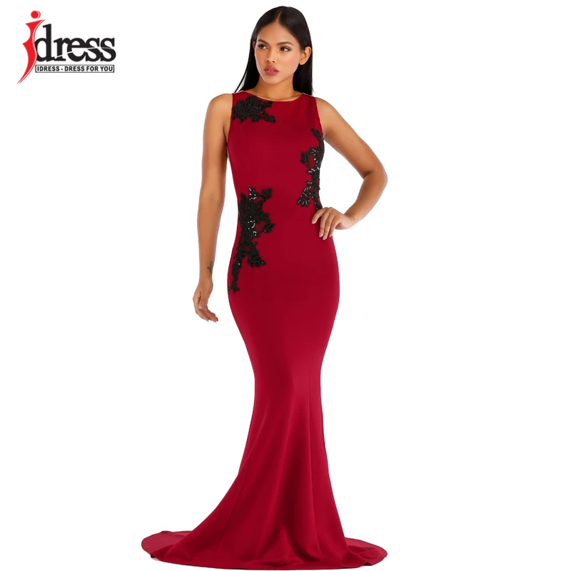 IDress Women Sheer Mesh Backless Maxi Party Dresses Evening Sexy Sleeveless Mermaid Gown Long Maxi Elegant Lady Charming Vestido (8)
