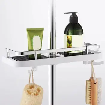

Storage Shelf Rack for Bathroom Adjustable Shower Rod Mounted Shampoo Drain for Household Organizer Gadgets Useful Holder