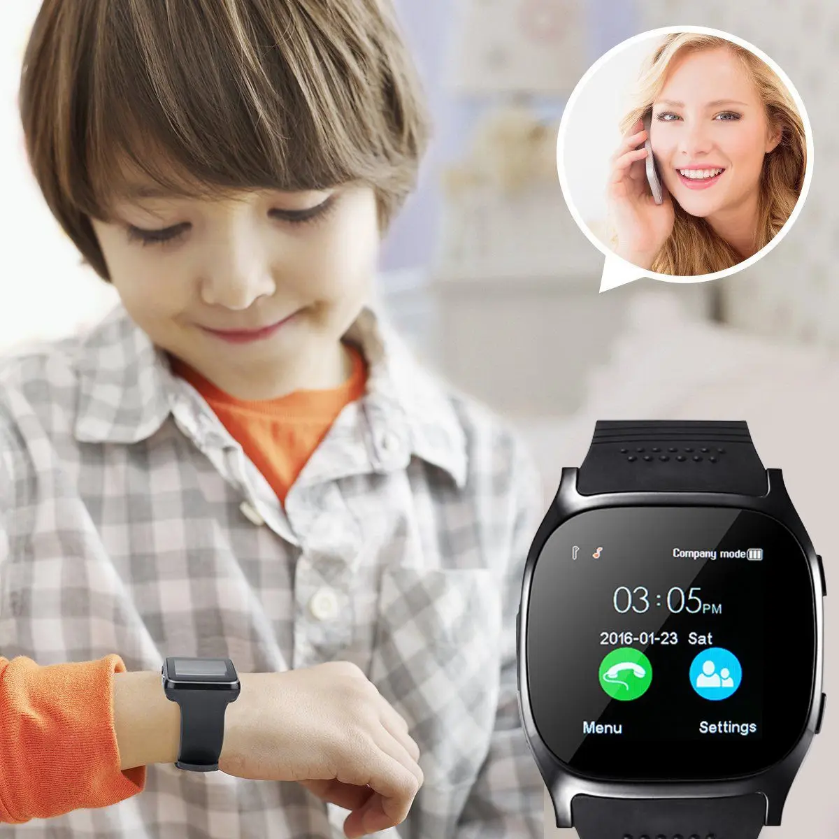 LYNWO T8 1.54-inch MTK6261D Smart Watch Men Women bluetooth Music Control Pedometer TF Card Extend GSM Smartwatch Wristband
