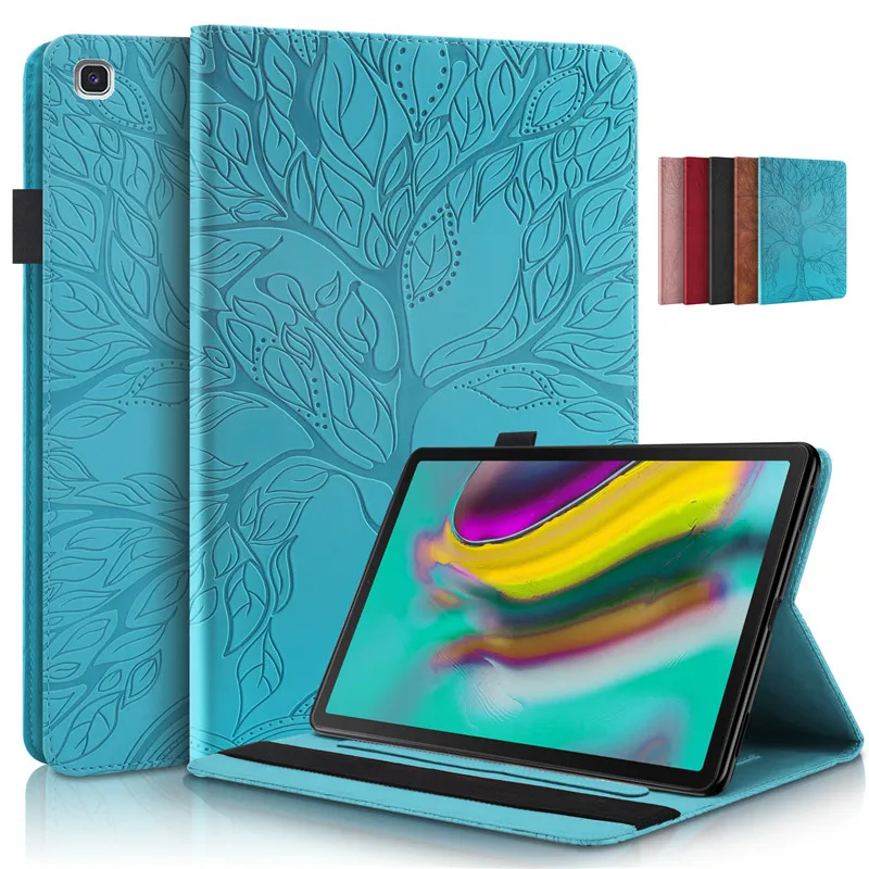 Capa de Couro pu com Flor em Relevo para Samsung Galaxy Tab S5e s5 e 10 Polegadas