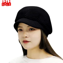 Однотонные вязаные простые шапки-береты для женщин, зимняя модная теплая плотная Мягкая шерстяная шапка, ветрозащитная шапка, берет mutzen# ZB