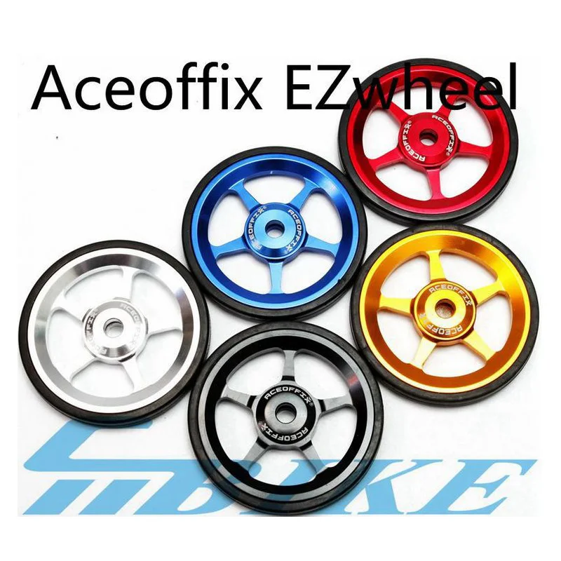 Aceoffix Super Lightweight easywheel For Brompton Bike black/silver/gold with titanium blots 1pair