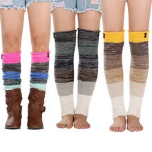 Женские зимние гетры выше колена, Длинные вязать крючком для ног, 3 цвета, милые блестящие носки, женские гетры, Beenwarmers