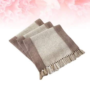 

Tassel Double Table Runners Household Table Cloth Cotton Linen Table Double Cloth (Blue Size 1)