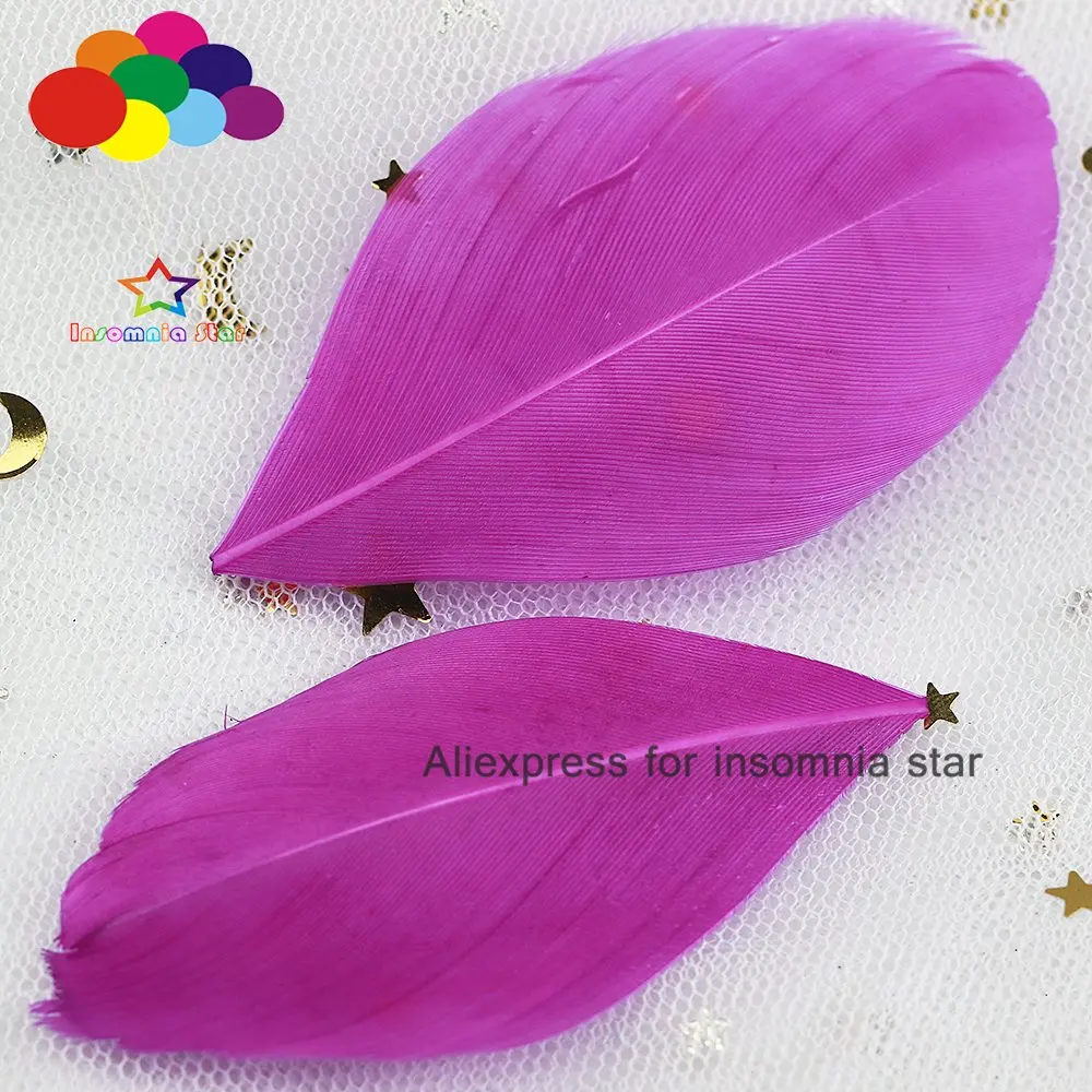 Deep pink 30 цветов, сделай сам, 100 шт., наконечник из гусиных перьев, круглая головка, 5-7 см, аксессуары для рукоделия, материалы для украшения, вечерние аксессуары для декора, Шлейфы - Цвет: Deep pink