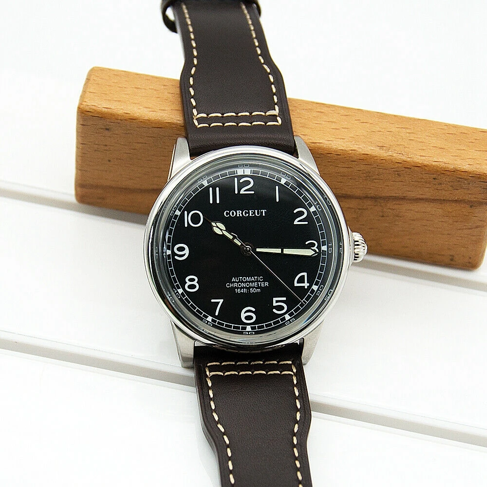 Corgeut Luxury Men Mechanical Wristwatch Leather Sport luminous Clock Miyota Automatic Self Wind Watch Top Brand reloj hombre