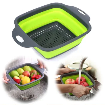 

2pcs/set Collapsible Colander Foldable Strainer Basket Collapsible Drainer Handle Fruit Vegetable Washing Baskets Pot Filter