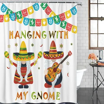 

Mexican Midget Guitar Celebration Black Modern Home Decor Bathroom Waterproof Shower Curtain