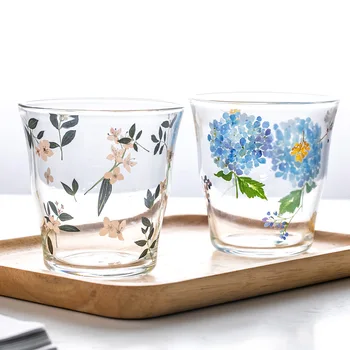 

Creative Glass Cups Juice Coffee Cup Large Home Milk Cups Flower Transparent Decor Taza De Cafe Water Glasses Drinking AC50GC