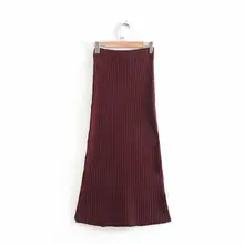 Женская зимняя узкая трикотажная юбка, модная женская простая однотонная Полосатая юбка в стиле ампир, стильная женская осенняя длинная юбка