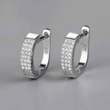 

CMajor Latest S925 Sterling Silver Imported 7A Cubic Zircon Korean Fashion Simple Temperament Hoop Earrings for Women