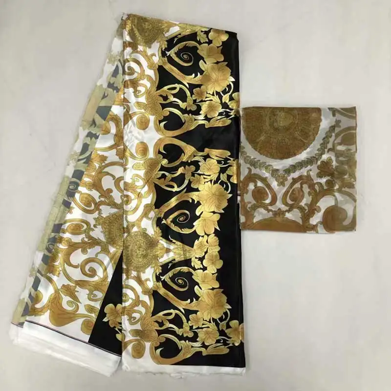 

2019Pure silk fabric african silk wax silk chiffon fabric 2+4yards african fabric dubai lace african wax fabric for patchwork MO