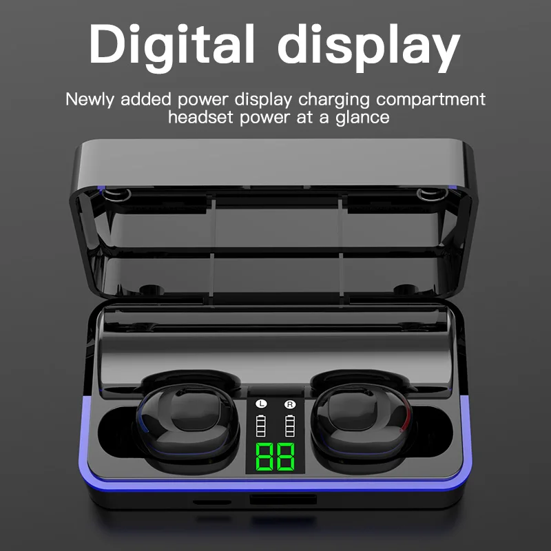 HAIWEIYIN W12 Bluetooth headset 5 0 LED light guide digital display sports mini headset TWS business Bluetooth headset