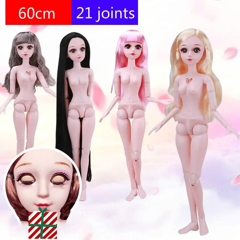 Новые белые мускулы 60 см Yelori обнаженные куклы опыт мигающие ресницы 21 суставная Музыкальная кукла принцесса