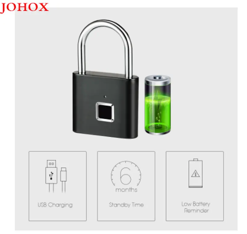 JOHOX-безопасный usb-замок для зарядки без ключа отпечаток пальца смарт-замок