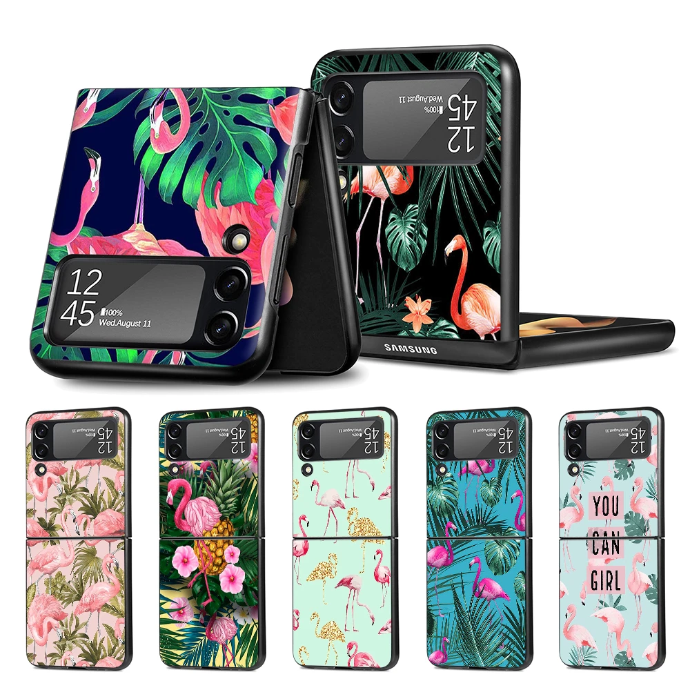 Cell Phone Case for Samsung Galaxy Z Flip3 5G Black Coque Z Flip 3 Hard PC Luxury Cover Zflip3 Funda Capa Pink Red Flamingo samsung galaxy flip3 case
